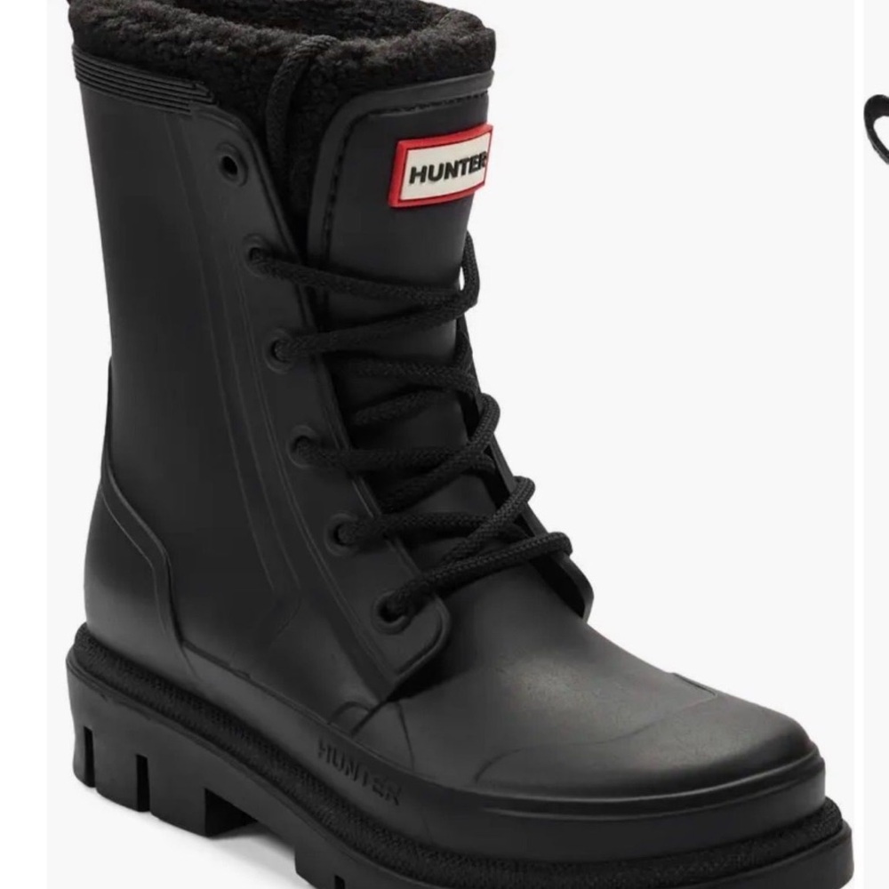 Hunter Black Insulated Lace-Up Boots